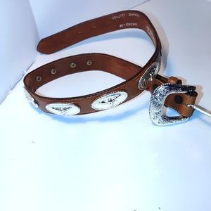 Youth Nocona Belt Co Brown Leather Studded Belt 4412402-26